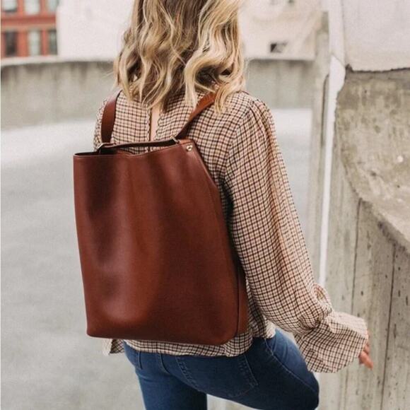 Vintage Minimalist Leather Convertible Backpack (Same design as Teddi Joelle) - Picture 1 of 11